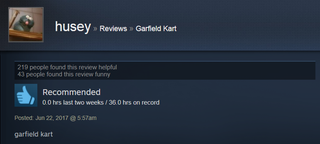 Illustration for article titled Garfield Kart, As Told By Steam Reviews